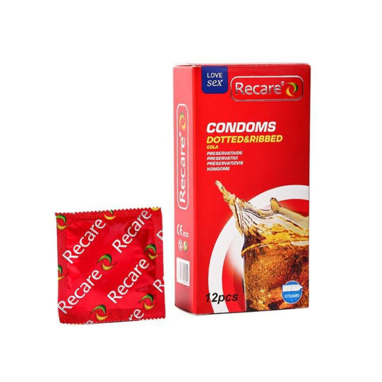 Презервативи з пухирцями та ребрами з ароматом коли, 12 шт Recare Cola Dotted&Ribbed Condoms