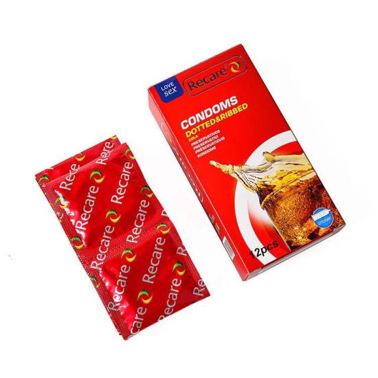 Презервативи з пухирцями та ребрами з ароматом коли, 12 шт Recare Cola Dotted&Ribbed Condoms