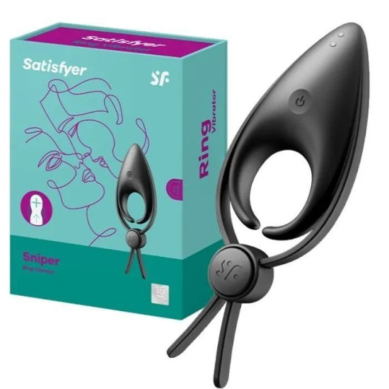 Ерекційне кільце з регулюванням об'єму, чорне Satisfyer Sniper Black