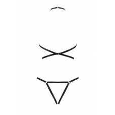 Портупея-боди из стреп, чёрная IVENA Black, S/M