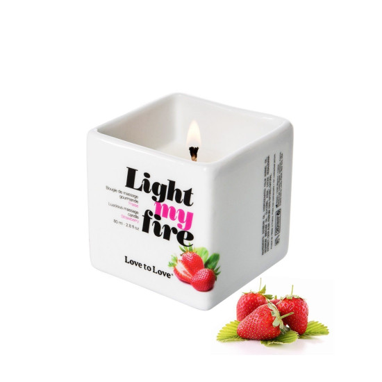 Массажная свеча с клубничным ароматом без парабенов и консервантов Love To Love Light My Fire Strawberry, 80 ml