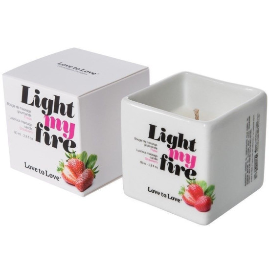 Массажная свеча с клубничным ароматом без парабенов и консервантов Love To Love Light My Fire Strawberry, 80 ml