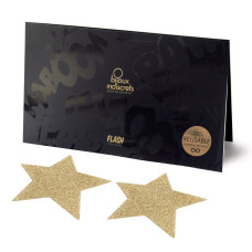 Наклейки на соски в виде звезд, золотистые Bijoux Indiscrets Flash Star Gold