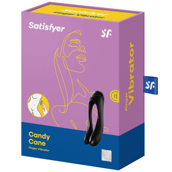 Вибратор на палец, чёрный Satisfyer Candy Cane Black