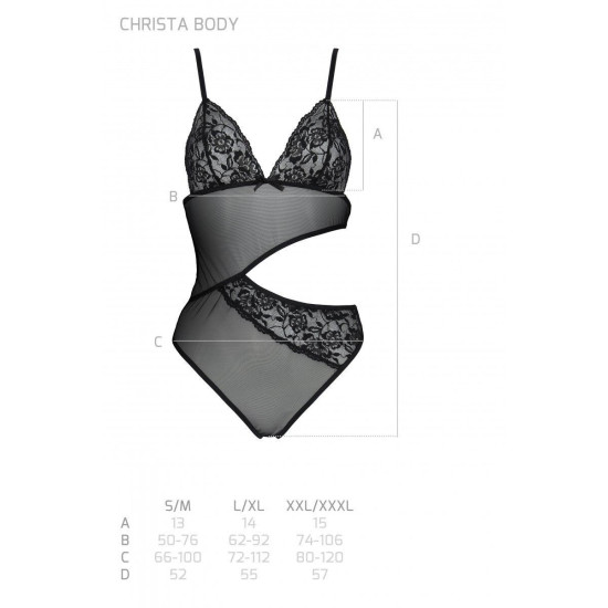 Боди с ажурным лифом, черное Christa Body Black Passion, L/XL