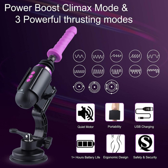 Міні секс-машина, дуже потужна, пульт ДУ Hismith Mini Capsule Sex-Machine with Strong Suction APP