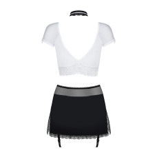 Чёрно-белый эротический костюм секретарши (топ, юбка, стринги) Obsessive Secretary Suit 5pcs Black, S/M