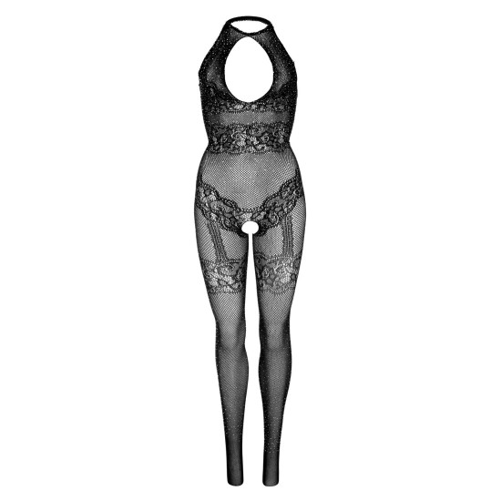 Бодістокінг з мережива та сітки зі стразами, чорний Leg Avenue Rhinestone Lace & Net Bodystocking Black, One Size
