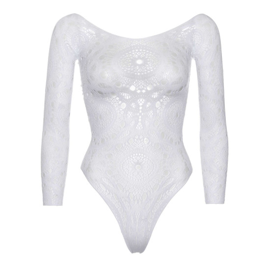 Эротическое боди-бодистокинг, белое Leg Avenue Snap Crotch Thong Back Teddy White, S/M