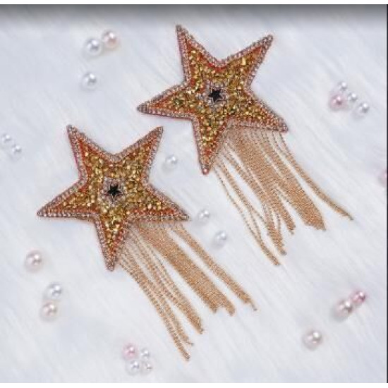 Пэстис-звёзды с бахромой, золотые (стикеры) JSY Nipple Sticker RT236112 Gold