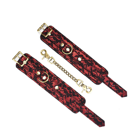 Наручники для сексу з екошкіри, чорні Liebe Seele Victorian Garden Wrist Cuff
