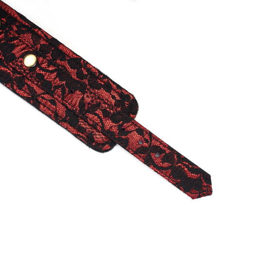 Наручники для сексу з екошкіри, чорні Liebe Seele Victorian Garden Wrist Cuff