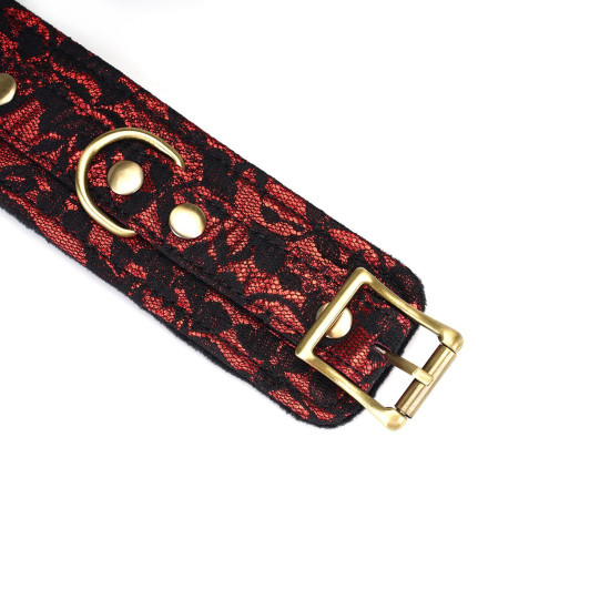 Наручники для сексу з екошкіри, чорні Liebe Seele Victorian Garden Wrist Cuff