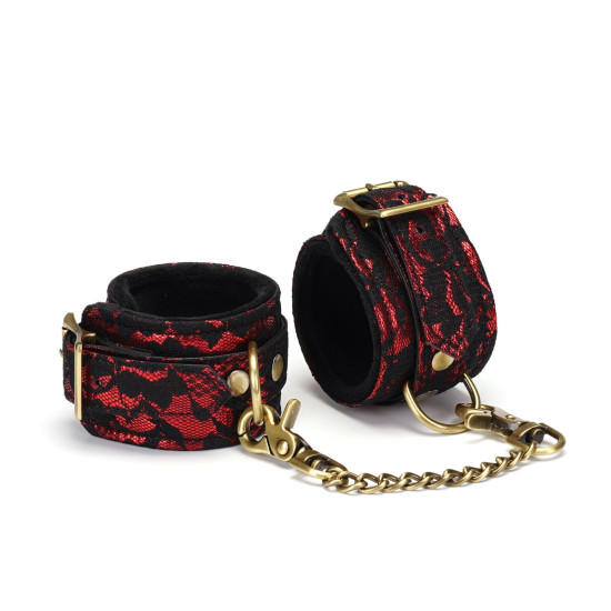 Наручники для сексу з екошкіри, чорні Liebe Seele Victorian Garden Wrist Cuff