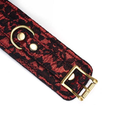 Наручники для сексу з екошкіри, чорні Liebe Seele Victorian Garden Wrist Cuff