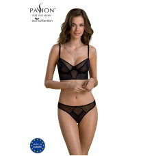Комплект (сітка + мереживо, бюстьє і трусики танга), чорний Passion DROSERA SET black, S/M