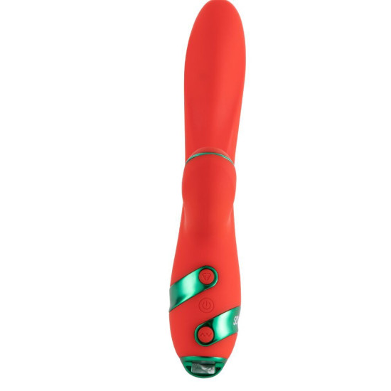 Вібратор-кролик з флоггером, червоно-зелений Lockink Sevanda Whip Vibrating Massage Wand Red & Green