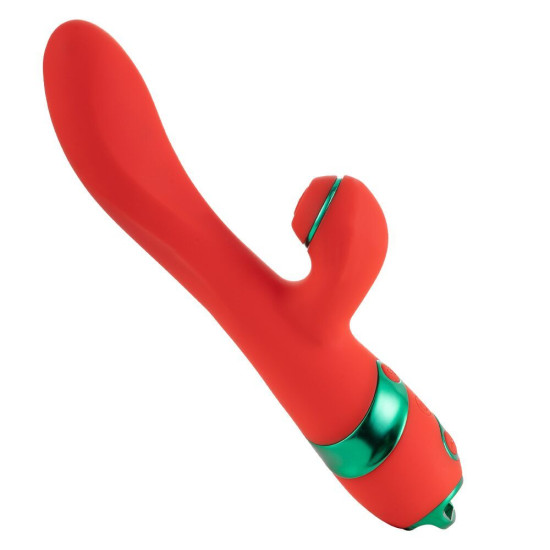 Вібратор-кролик з флоггером, червоно-зелений Lockink Sevanda Whip Vibrating Massage Wand Red & Green