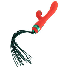 Вибратор-кролик с флоггером, красно-зеленый Lockink Sevanda Whip Vibrating Massage Wand Red & Green