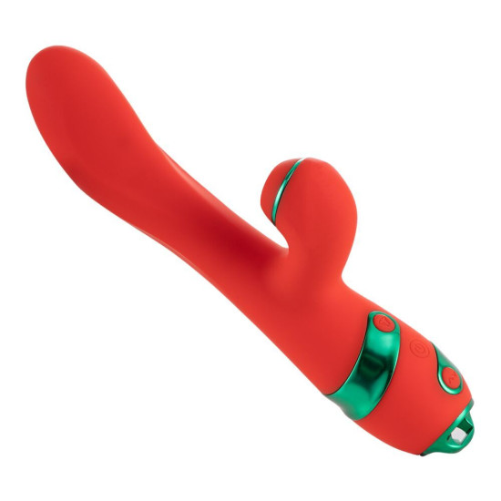 Вібратор-кролик з флоггером, червоно-зелений Lockink Sevanda Whip Vibrating Massage Wand Red & Green