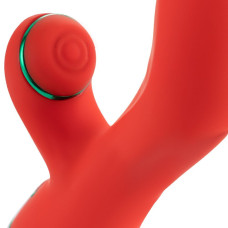 Вибратор-кролик с флоггером, красно-зеленый Lockink Sevanda Whip Vibrating Massage Wand Red & Green