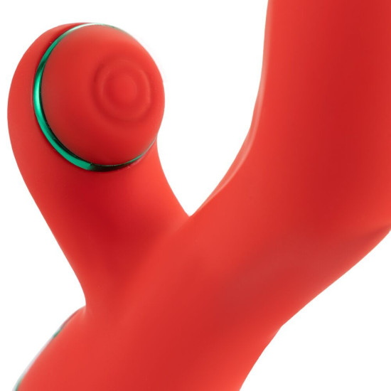 Вібратор-кролик з флоггером, червоно-зелений Lockink Sevanda Whip Vibrating Massage Wand Red & Green