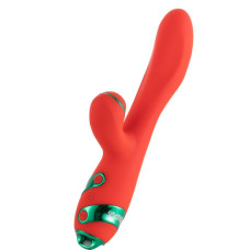 Вибратор-кролик с флоггером, красно-зеленый Lockink Sevanda Whip Vibrating Massage Wand Red & Green