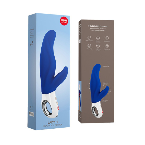 Вибратор-кролик для точки A с двумя моторами и 12 режимами, синий Fun Factory Lady Bi Ultramarine