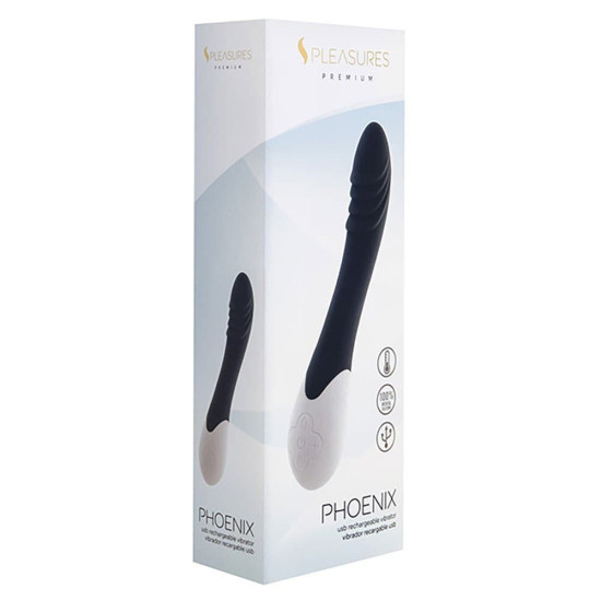 Вибратор для точки G с нагревом, водостойкий, 16 видов вибрации, черный S Pleasures Premium Phoenix