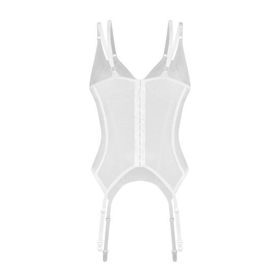Корсет с кружевной отделкой, белый Obsessive Arrowel Corset White, S/M