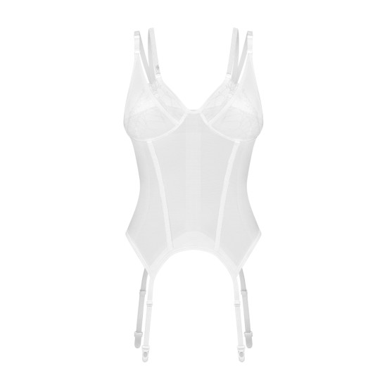 Корсет с кружевной отделкой, белый Obsessive Arrowel Corset White, S/M