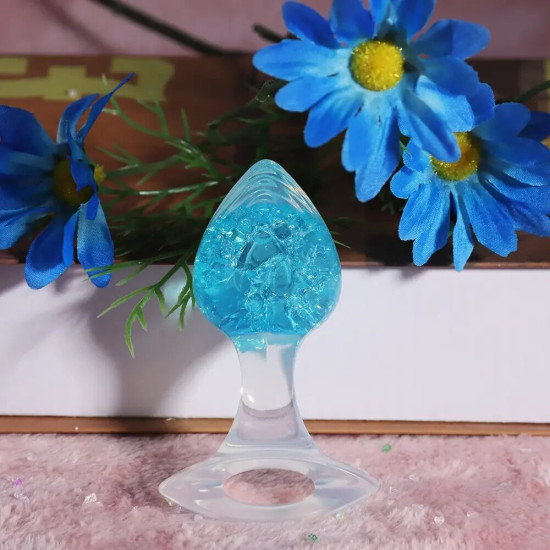 Анальна пробка у формі серця, синя Liebe Seele Heart-shaped Crystal Anal Plug - Blue, розмір S