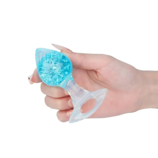 Анальна пробка у формі серця, синя Liebe Seele Heart-shaped Crystal Anal Plug - Blue, розмір S