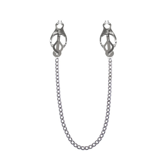 Зажимы для сосков с цепочкой, серебро/белый Feral Feelings Clover nipple clamps Silver/White