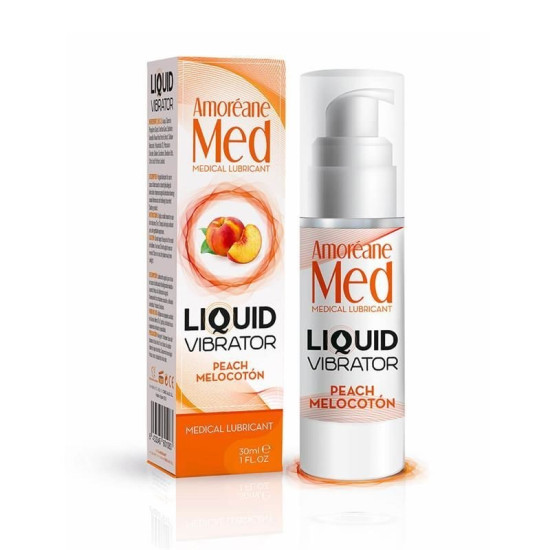 Персиковый лубрикант с эффектом жидкого вибратора Amoreane Med Liquid Vibrator Peach, 30 ml
