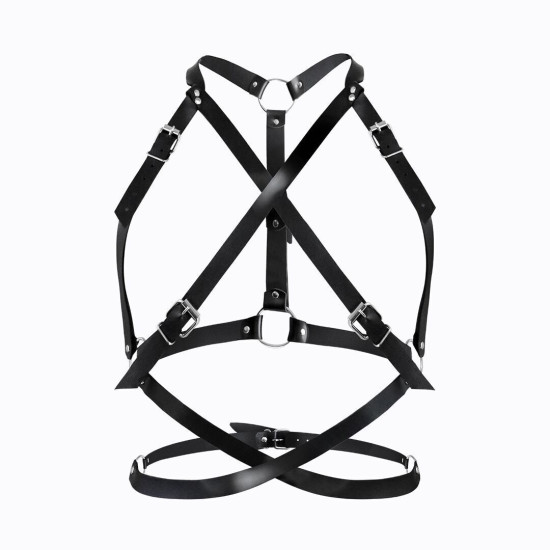 Женская кожаная портупея, чёрная Art of Sex Agnessa Leather Harness Black, L-2XL