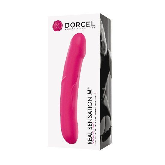 Малинове силіконове ділдо Strap-On розмір M Dorcel Real Sensation M Magenta - малинове силіконове ділдо Strap-On