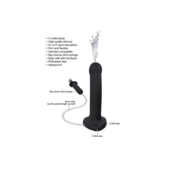 Кончaющий фаллоимитатор, длина 19,6 см, диаметр 3,6 см, черный - Strap-On-Me Dildo Cum Black