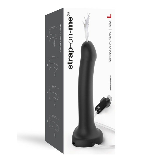 Кончaющий фаллоимитатор, длина 19,6 см, диаметр 3,6 см, черный - Strap-On-Me Dildo Cum Black
