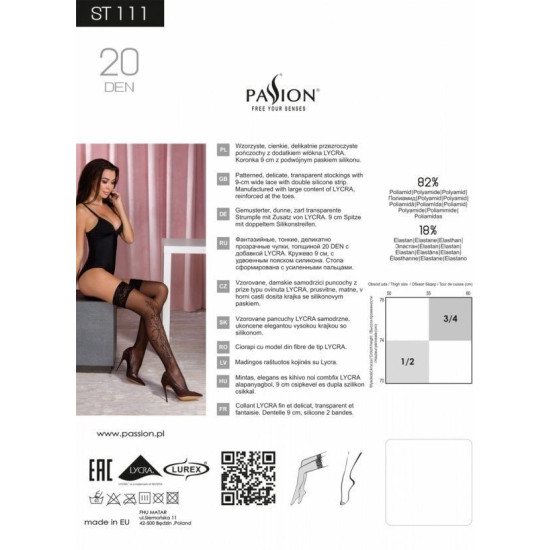 Панчохи з ефектом тату, чорні Passion ST111 Nero, 1/2
