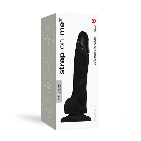 Реалістичний фалоімітатор, довжина 17,1 см, діаметр 3,6 см, чорний Strap-On-Me Soft Realistic Dildo Black, S