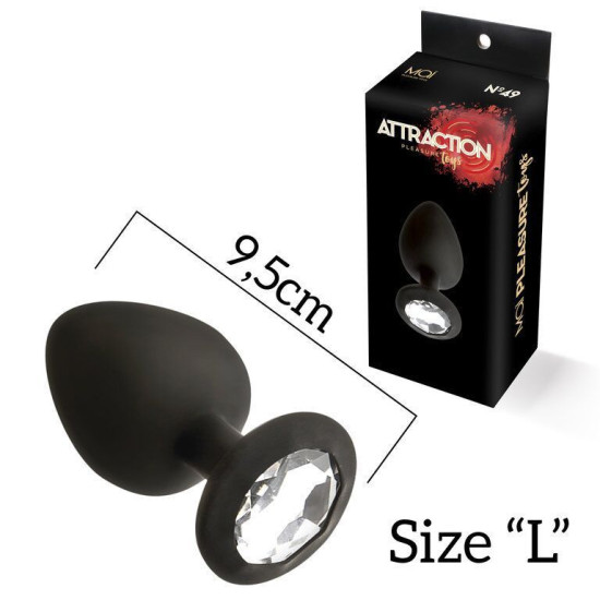 Анальна пробка з кристалом, м'ята упаковка, чорна MAI Attraction Toys №49 Black