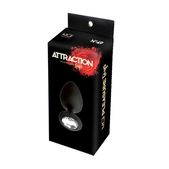 Анальна пробка з кристалом, м'ята упаковка, чорна MAI Attraction Toys №49 Black