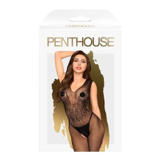 Бодістокінг з візерунком у вигляді крил і метелика, чорний Penthouse Wild Catch Black, XL