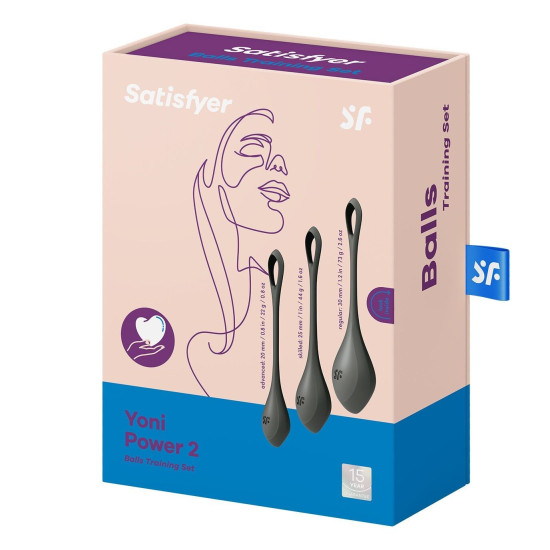Набір йоні намистин, чорні, діаметр 2-2,5-3 см, вага 22-44-73 г Satisfyer Yoni Power 2 Black