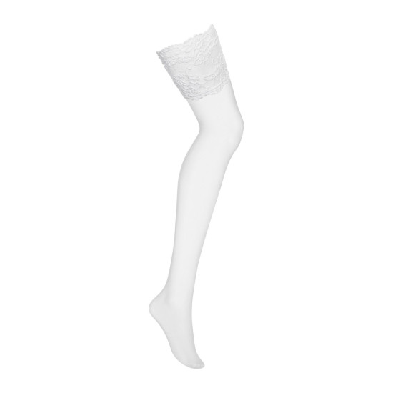 Панчохи під пояс з широким мереживом, білі Obsessive 810-STO-2 Stockings White, L/XL