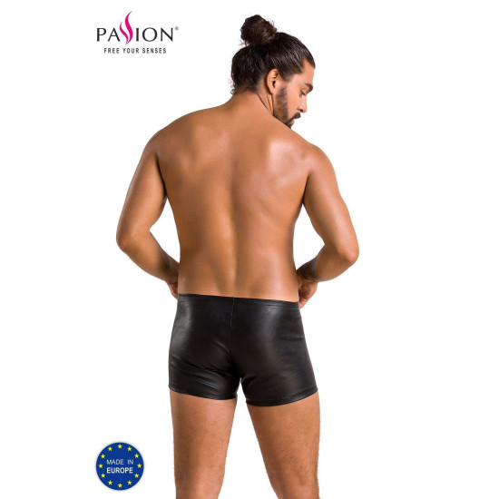 Кожаные боксеры с молниями, черные Passion 049 Short Matt Black, L/XL