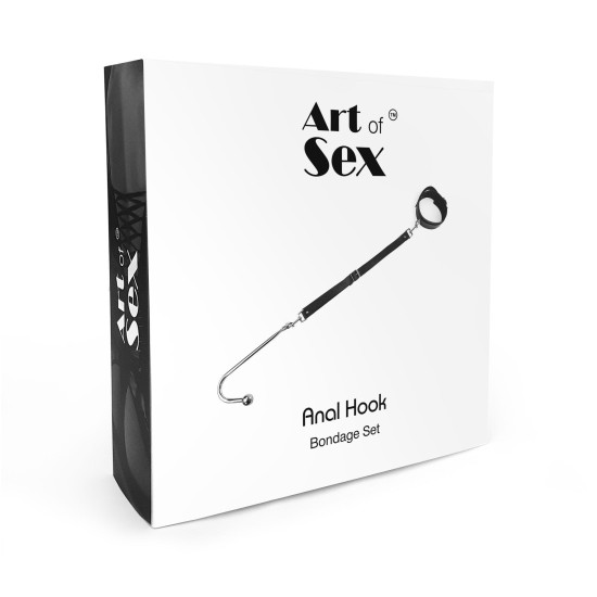 Анальный крюк с ошейником из натуральной кожи, модель 2, черный Art of Sex Anal Hook 2 Black