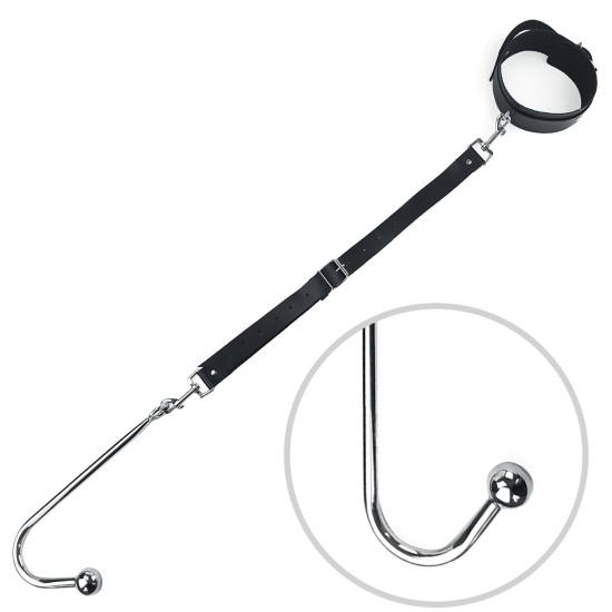Анальный крюк с ошейником из натуральной кожи, модель 2, черный Art of Sex Anal Hook 2 Black