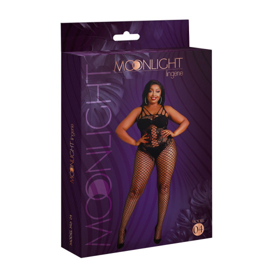 Бодістокінг з відкритим доступом, чорний Moonlight Plus Model 04 Black, XL-XXXL